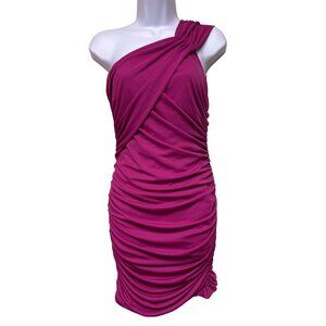 Giambattista Valli One Shoulder Ruched Fushia Pink Dress Mini Women's Size 4